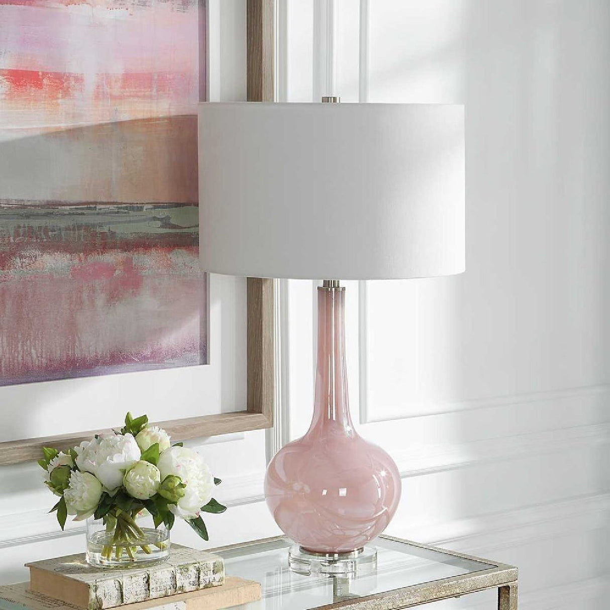 Modern European furniture - Pink Glass Table Lamp by Uttermost Rosa - www.oroa.com