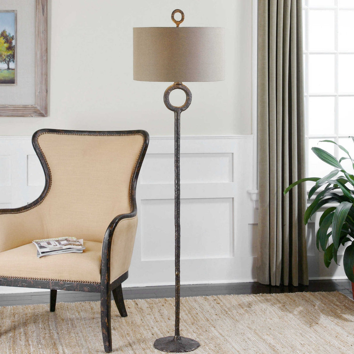 Modern European furniture - Antique Brass Adjustable Floor Lamp - www.oroa.com