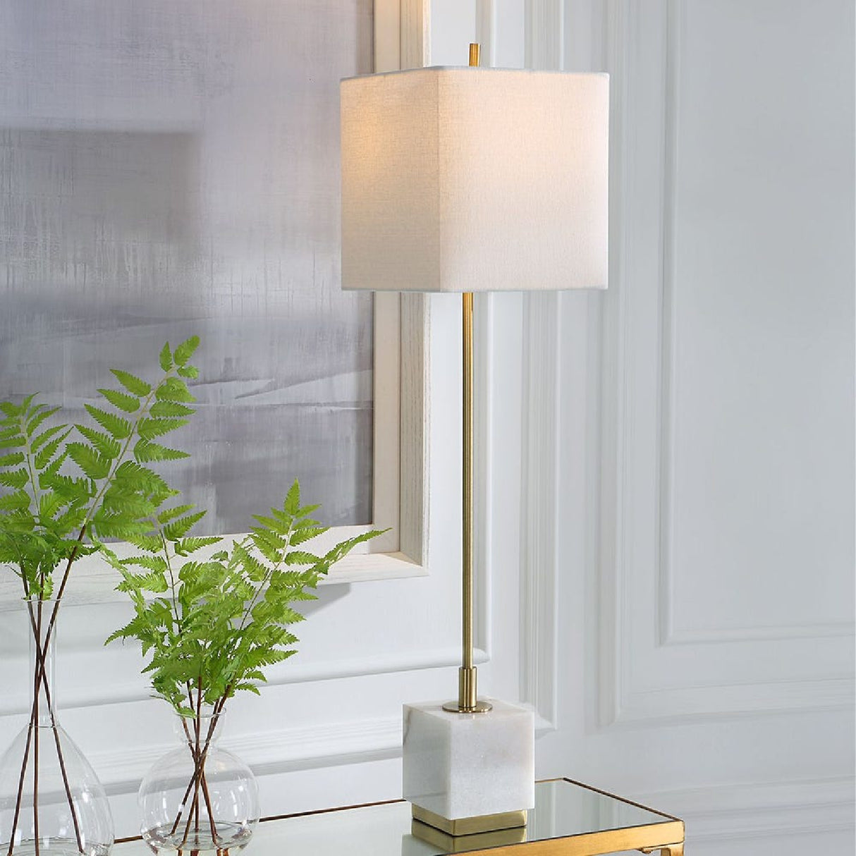 White Marble Block Buffet Lamp by Uttermost Escort, alternate view 2