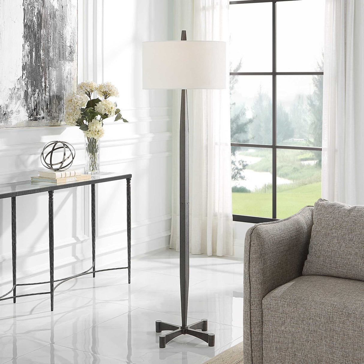 Modern European furniture - Aged Black Tapered Floor Lamp - www.oroa.com