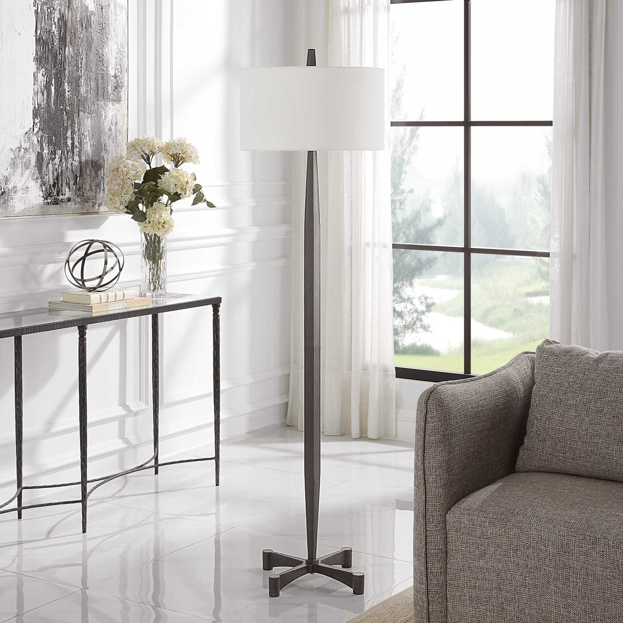 Modern European furniture - Aged Black Tapered Floor Lamp - www.oroa.com