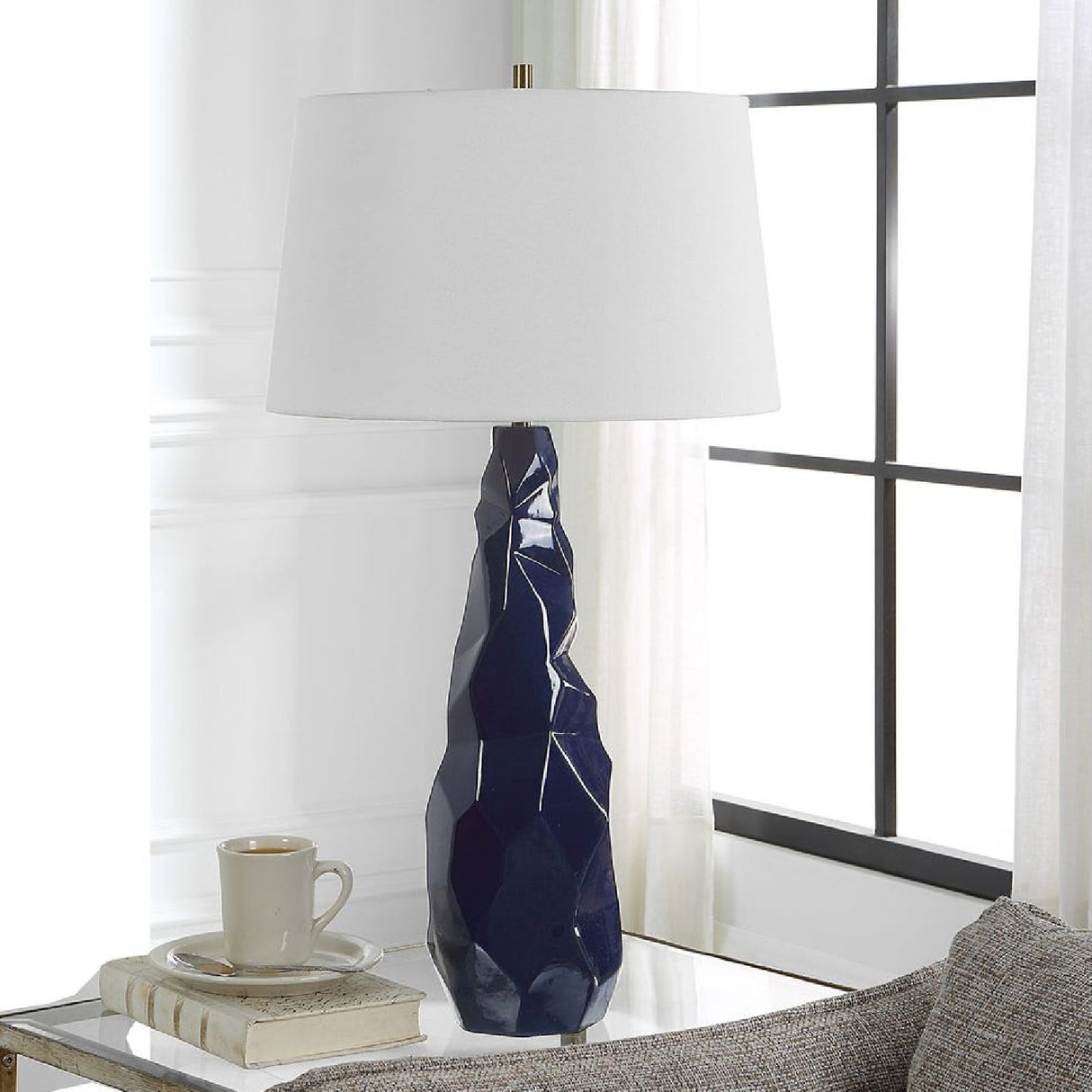 Blue Gloss Ceramic Table Lamp | Uttermost Kavos