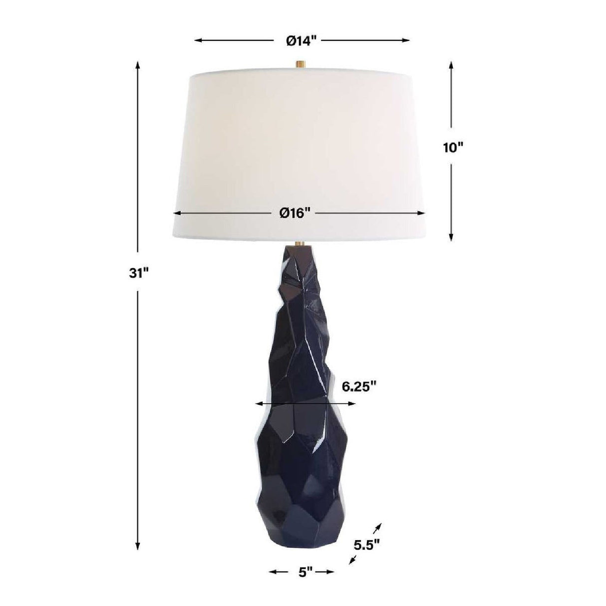 Blue Gloss Ceramic Table Lamp by Uttermost Kavos, alternate view 4