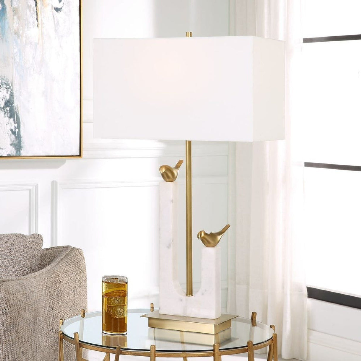 Modern European furniture - Gold Birds Table Lamp by Uttermost - Songbirds - www.oroa.com