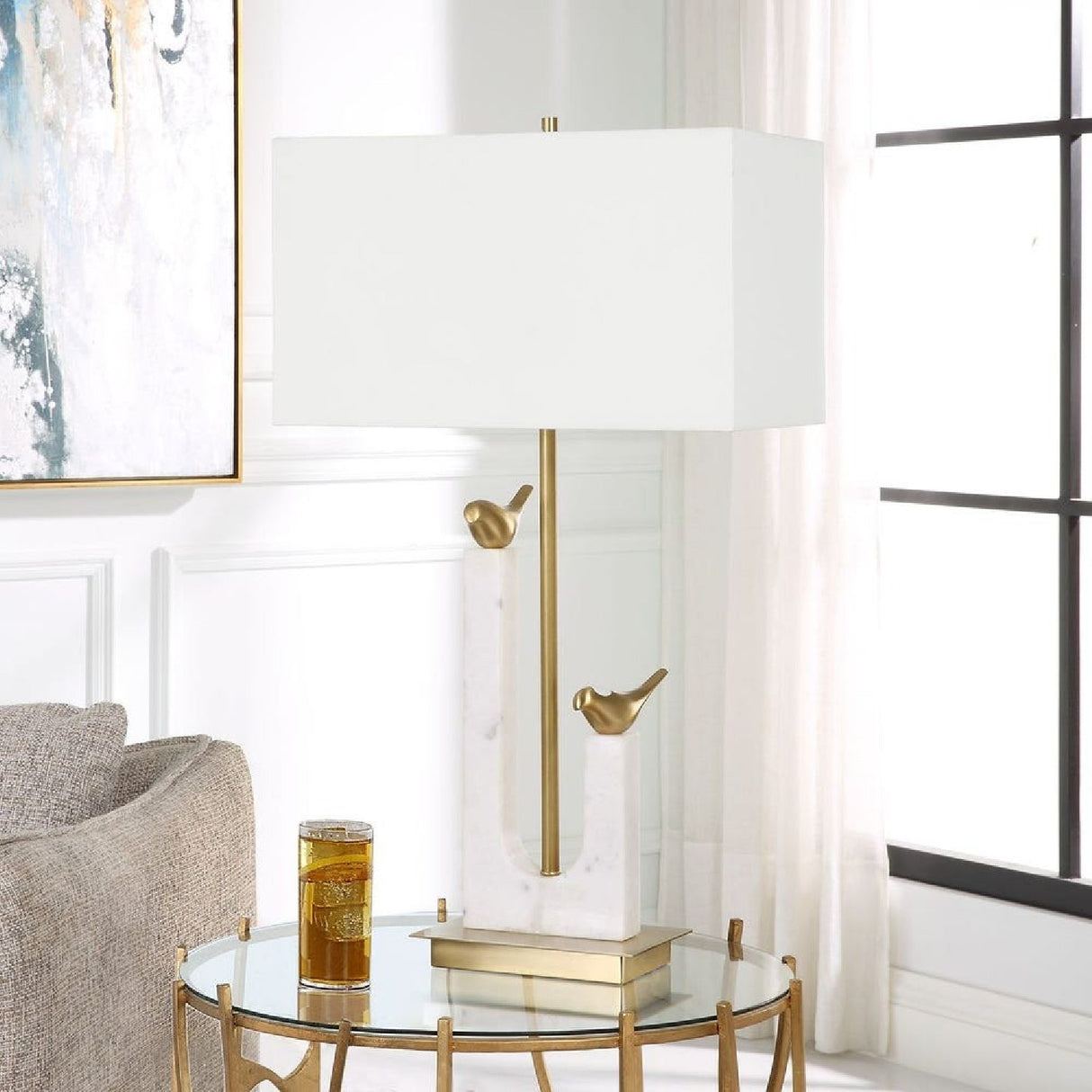 Modern European furniture - Gold Birds Table Lamp by Uttermost - Songbirds - www.oroa.com