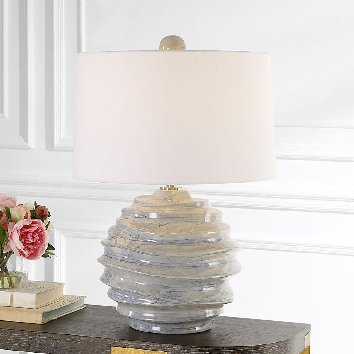 Modern European furniture - Blue Drip Ceramic Table Lamp by Uttermost Waves - www.oroa.com
