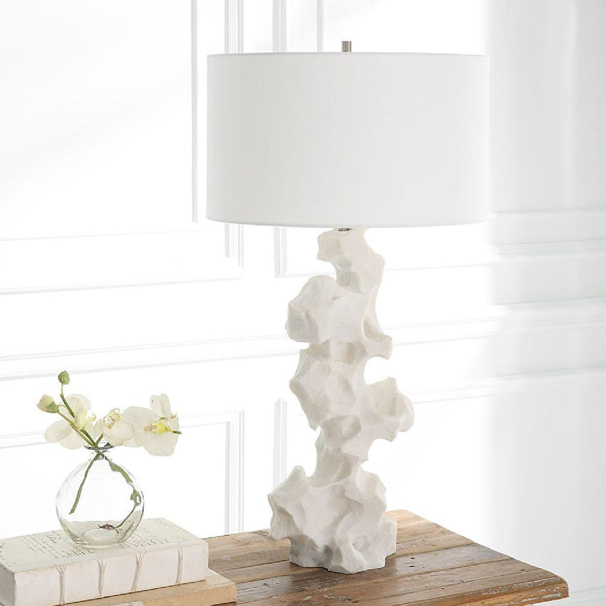 Modern European furniture - Organic-Shaped White Stone Table Lamp by Uttermost Remnant - www.oroa.com