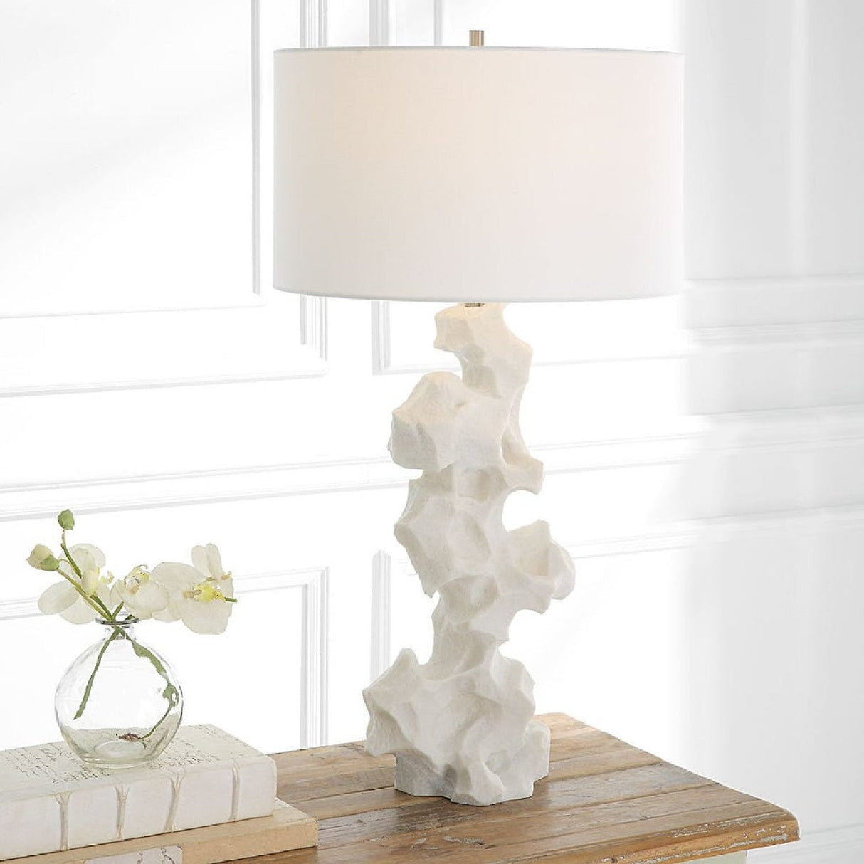 Modern European furniture - Organic-Shaped White Stone Table Lamp by Uttermost Remnant - www.oroa.com