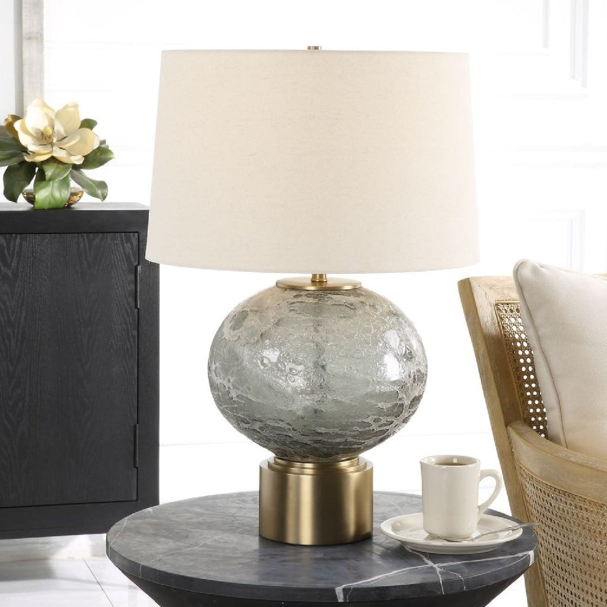 Smoky Gray Glass Table Lamp by Uttermost Lunia, alternate view 2
