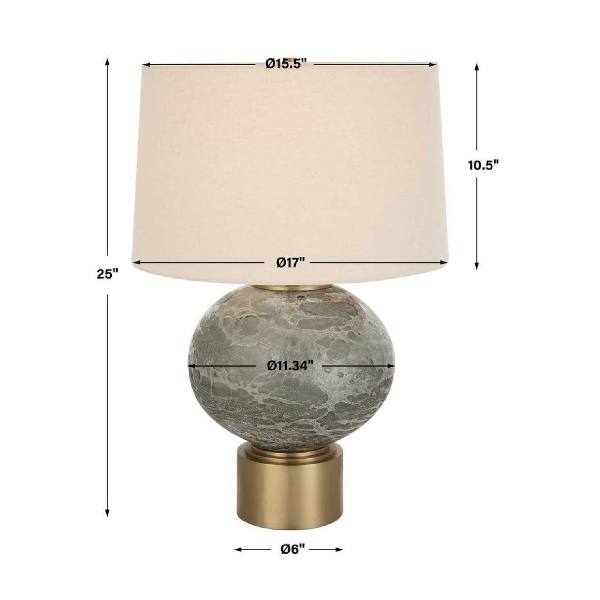 Smoky Gray Glass Table Lamp by Uttermost Lunia, alternate view 4
