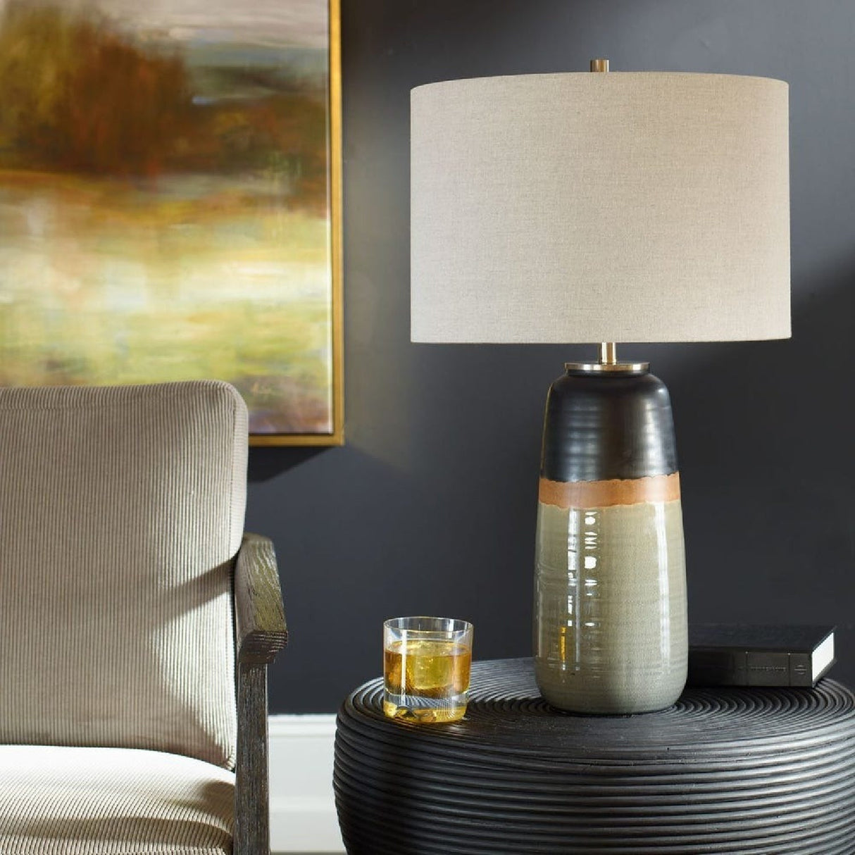 Two-Toned Ceramic Table Lamp by Uttermost Coen, alternate view 2