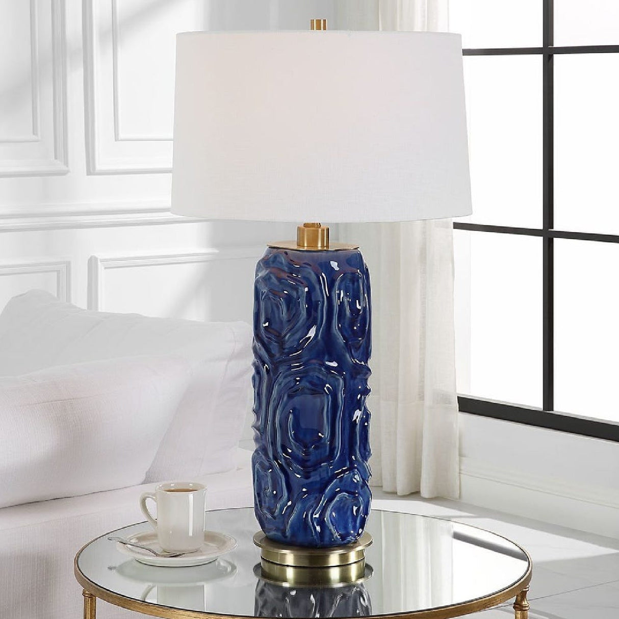 Geometric Patterned Ceramic Table Lamp by Uttermost Zade, alternate view 2