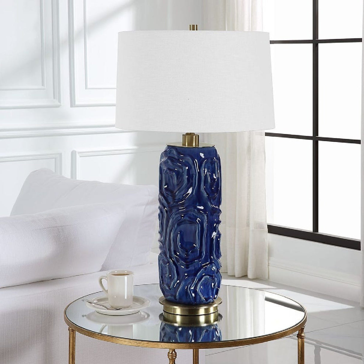 Geometric Patterned Ceramic Table Lamp by Uttermost Zade, alternate view 7