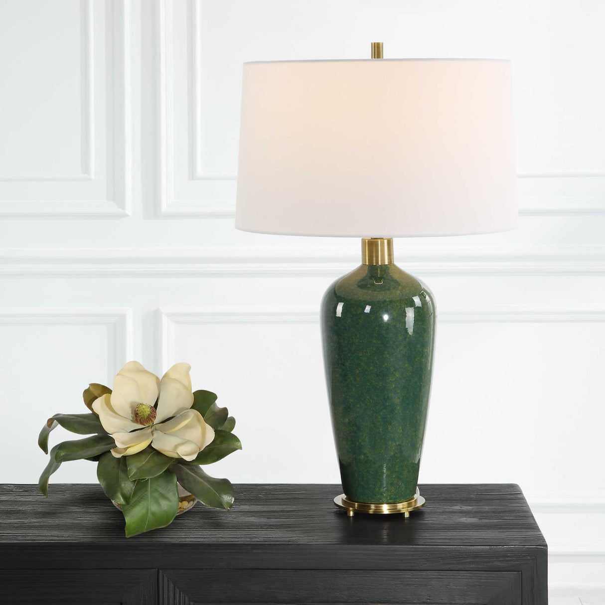 Modern European furniture - Mottled Green Ceramic Table Lamp by Uttermost Verdell - www.oroa.com