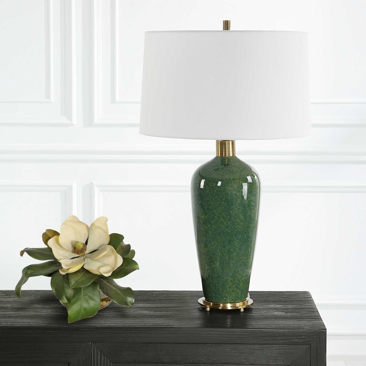 Modern European furniture - Mottled Green Ceramic Table Lamp by Uttermost Verdell - www.oroa.com