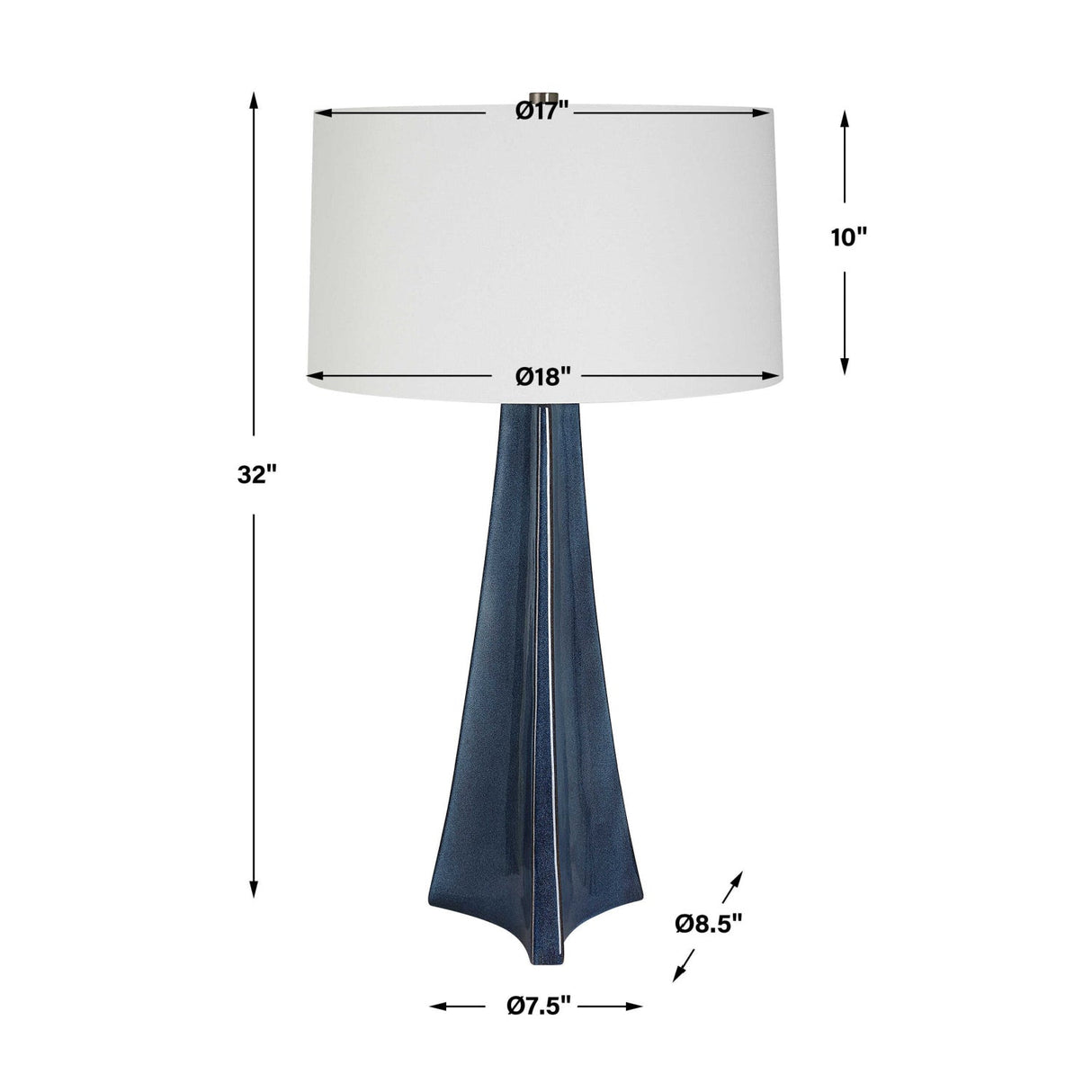 Tapered Blue Ceramic Table Lamp by Uttermost Teramo, alternate view 7