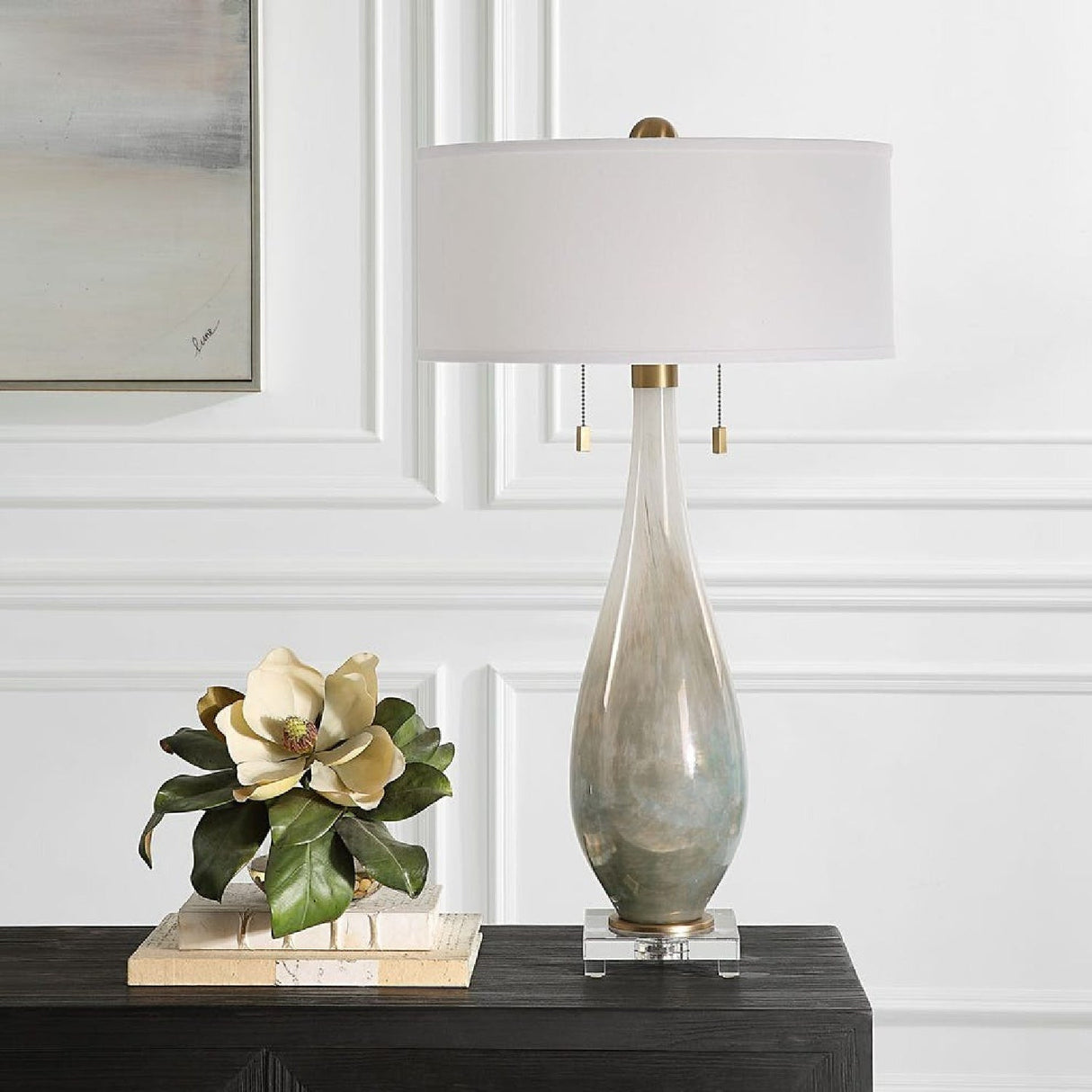 Glass Base Linen Table Lamp | Uttermost Cardoni - www.oroa.com