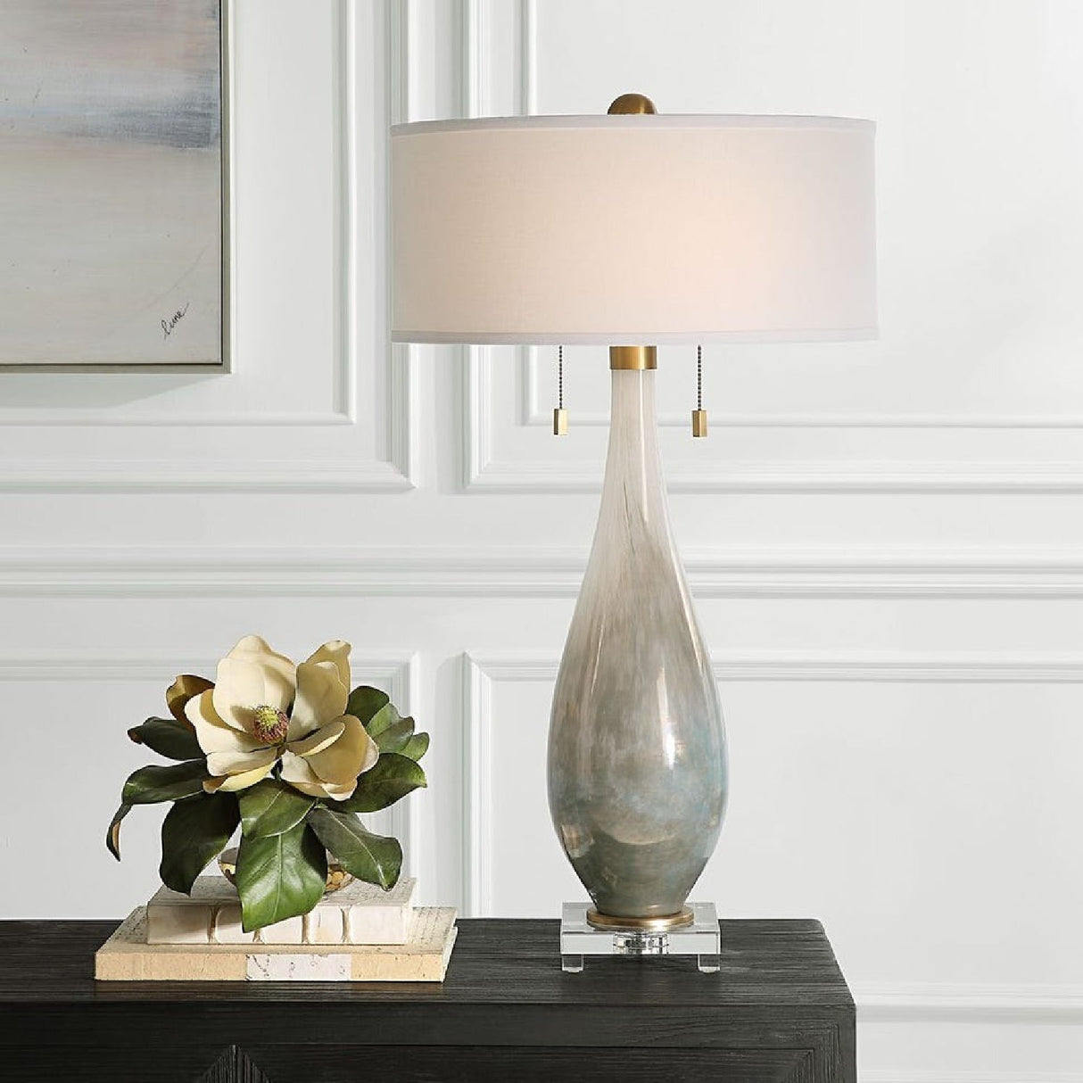 Glass Base Linen Table Lamp | Uttermost Cardoni - www.oroa.com