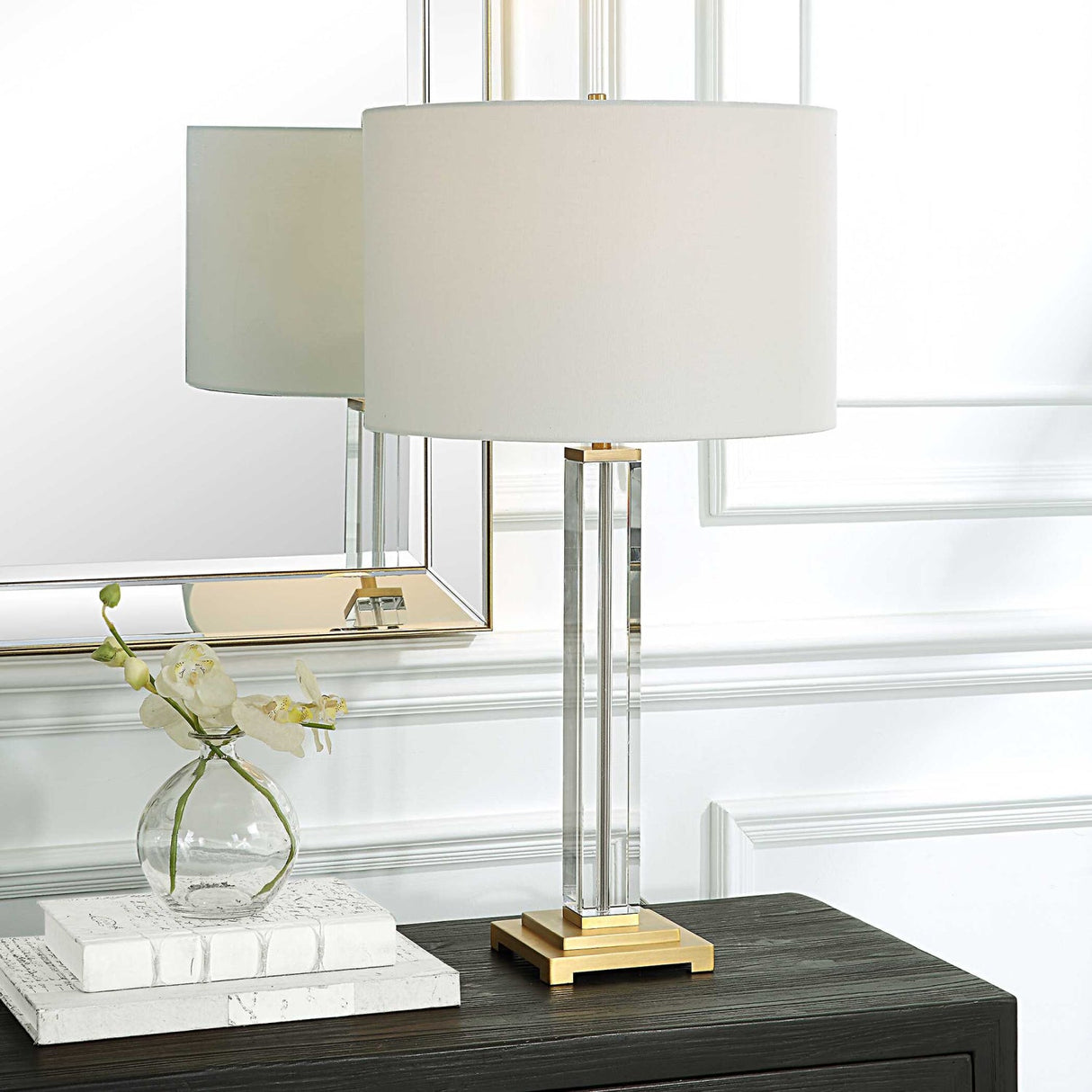 Square Column Base Table Lamp by Uttermost Crystal, alternate view 2
