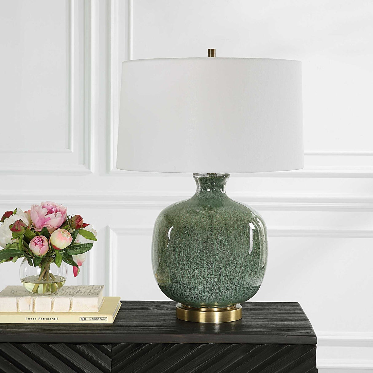 Aged Green Glass Table Lamp by Uttermost Nataly, alternate view 7