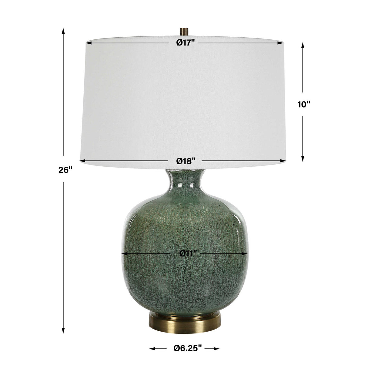 Aged Green Glass Table Lamp by Uttermost Nataly, alternate view 8
