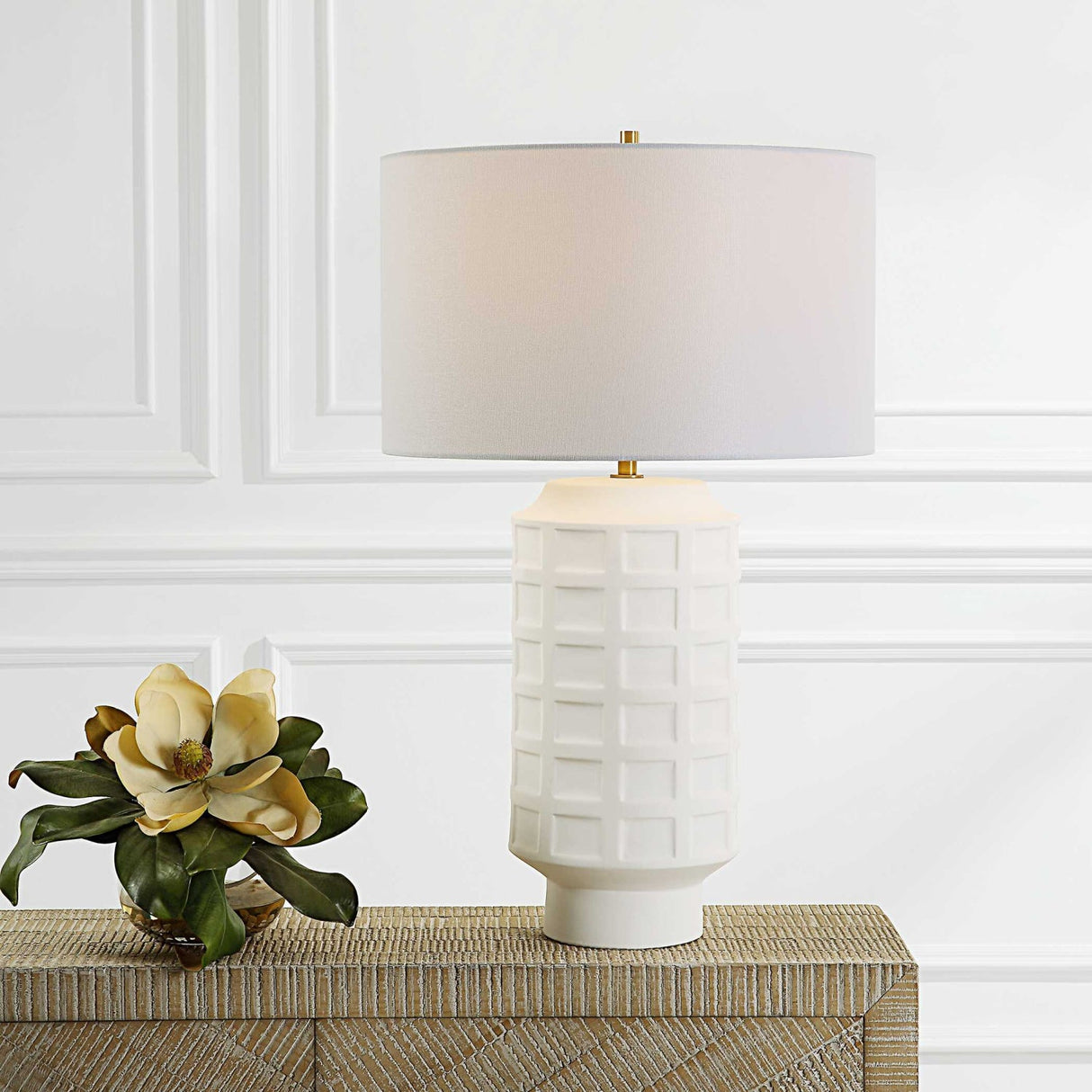 Modern European furniture - Embossed Tiles Ceramic Table Lamp by Uttermost Window Pane - www.oroa.com