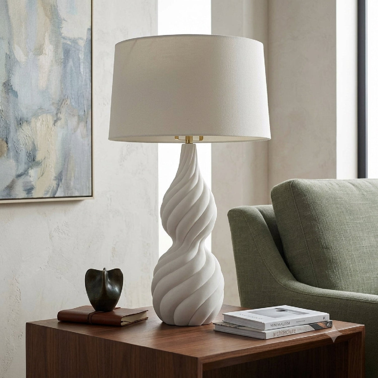Coiled White Ceramic Table Lamp by Uttermost Twisted Swirl, alternate view 2