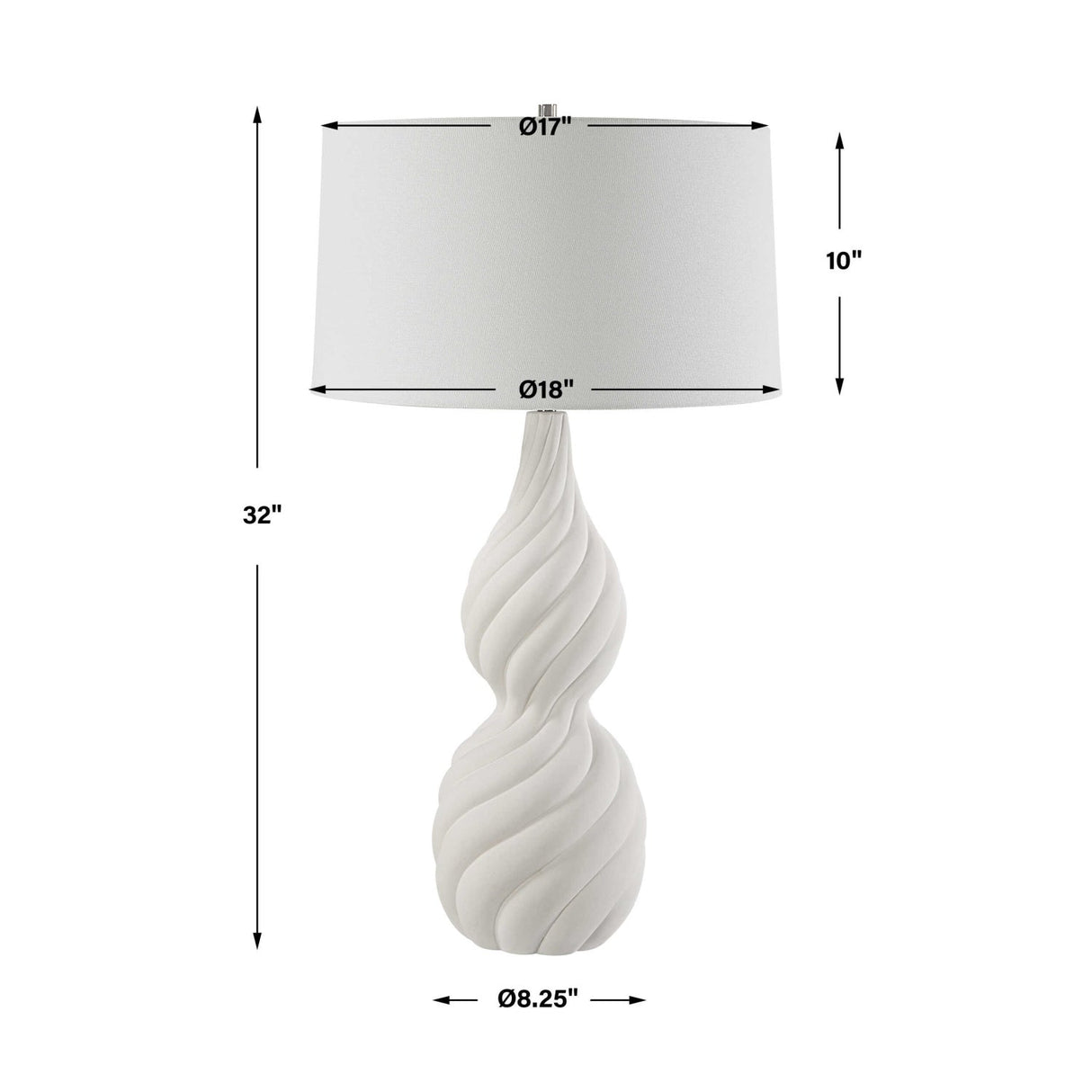 Coiled White Ceramic Table Lamp by Uttermost Twisted Swirl, alternate view 9