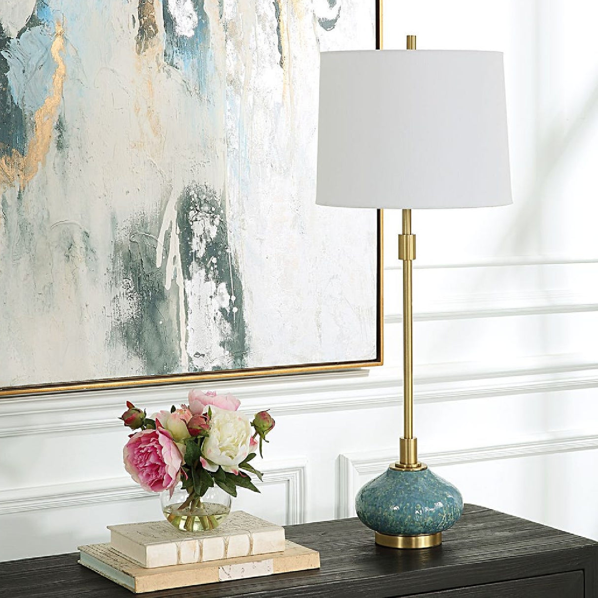 Blue Glazed Ceramic Buffet Lamp by Uttermost Kaimana, alternate view 8