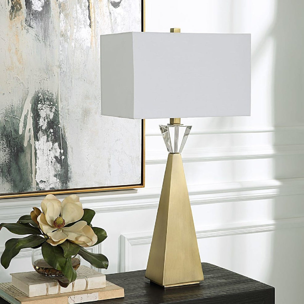 Modern European furniture - Tapered Brass Table Lamp by Uttermost Arete - www.oroa.com