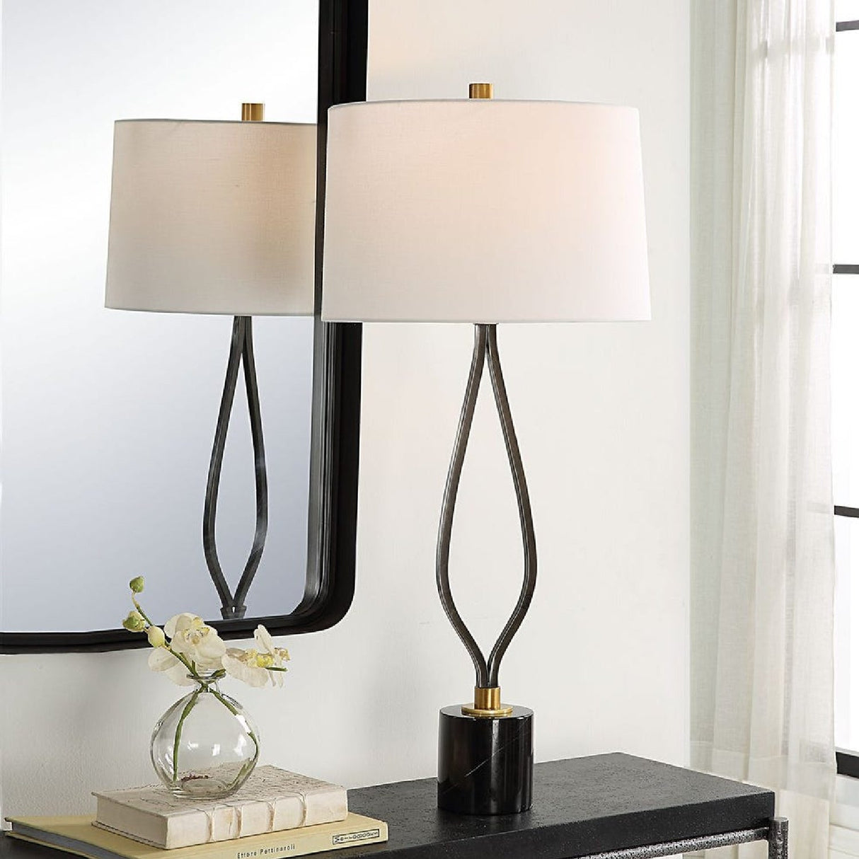 Wishbone Shaped Iron Table Lamp by Uttermost Separate Paths, alternate view 2