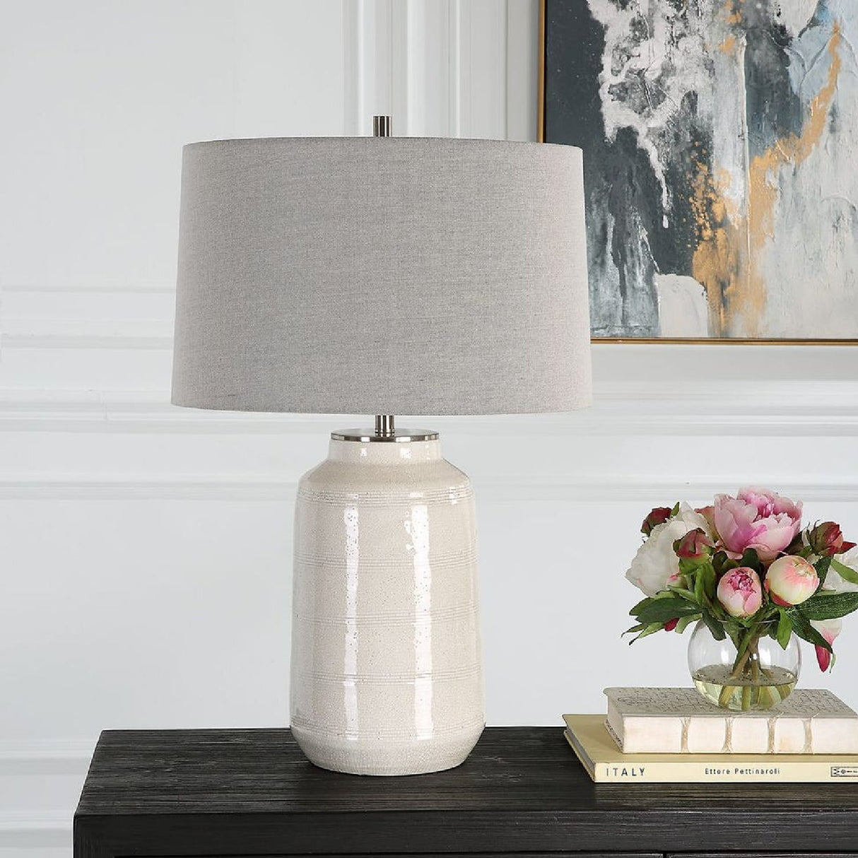 Crackled Glazed Ceramic Table Lamp by Uttermost Odawa, alternate view 4