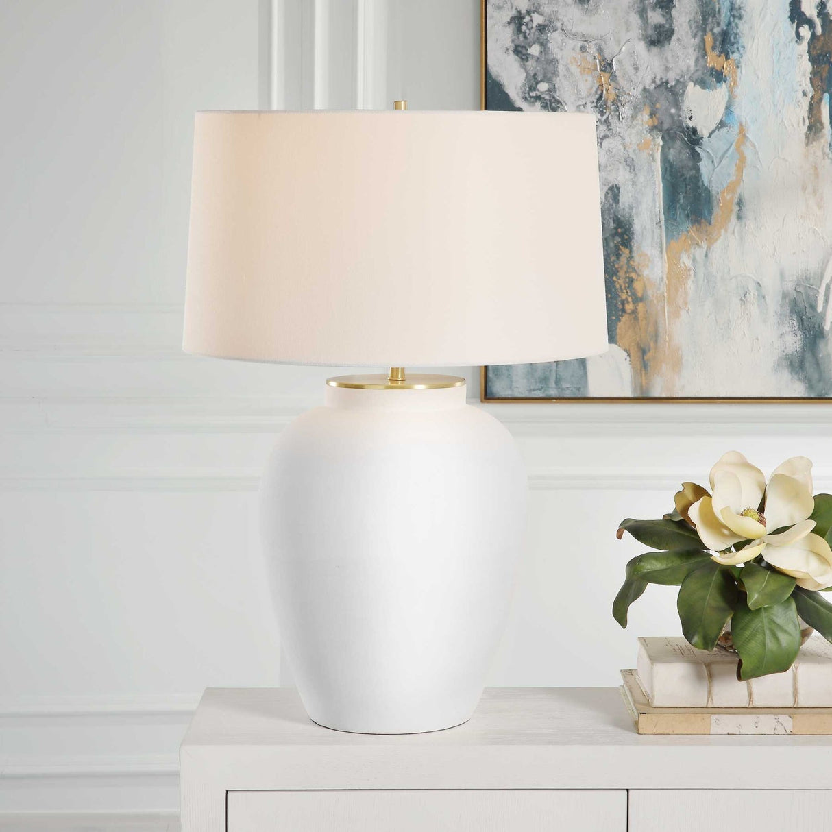 Modern European furniture - Classic White Ceramic Table Lamp - www.oroa.com