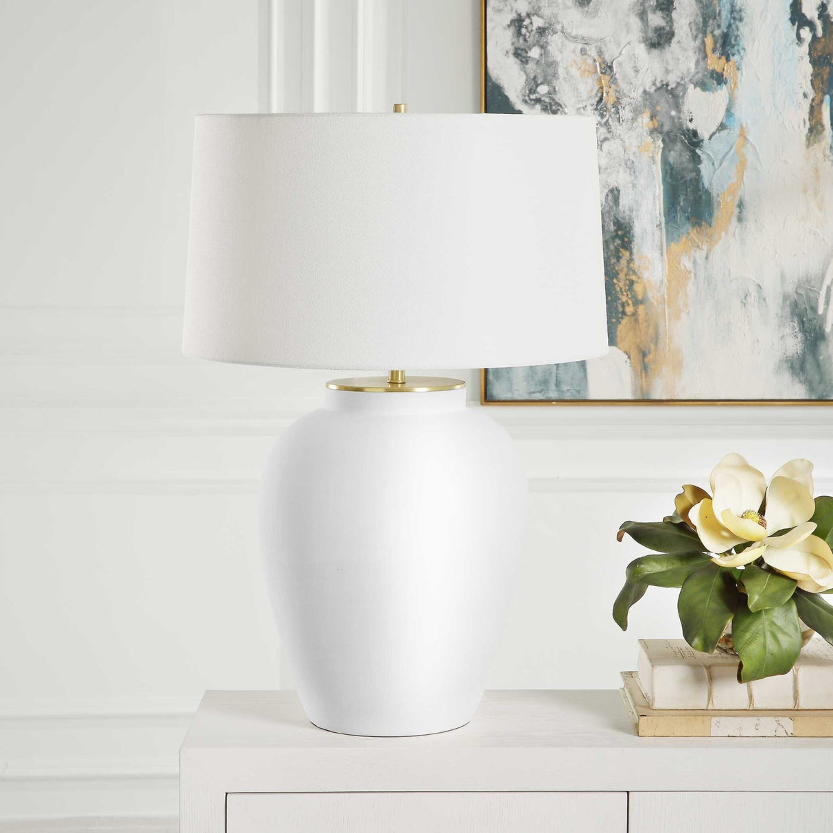 Modern European furniture - Classic White Ceramic Table Lamp - www.oroa.com