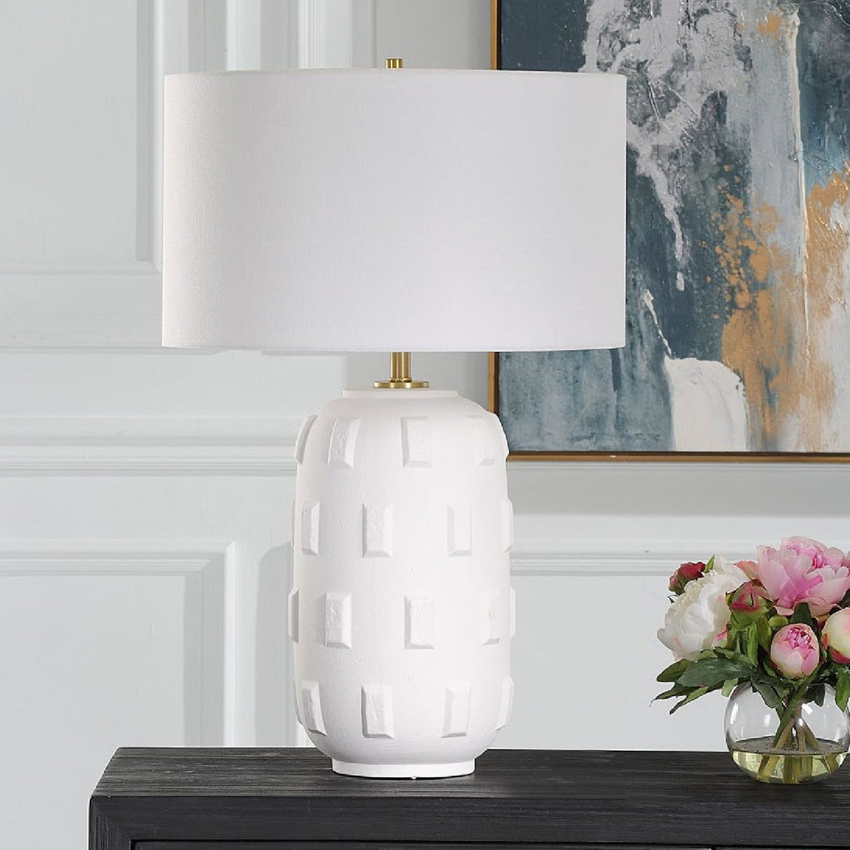 White Glazed Porcelain Table Lamp by Uttermost Emerie, alternate view 2