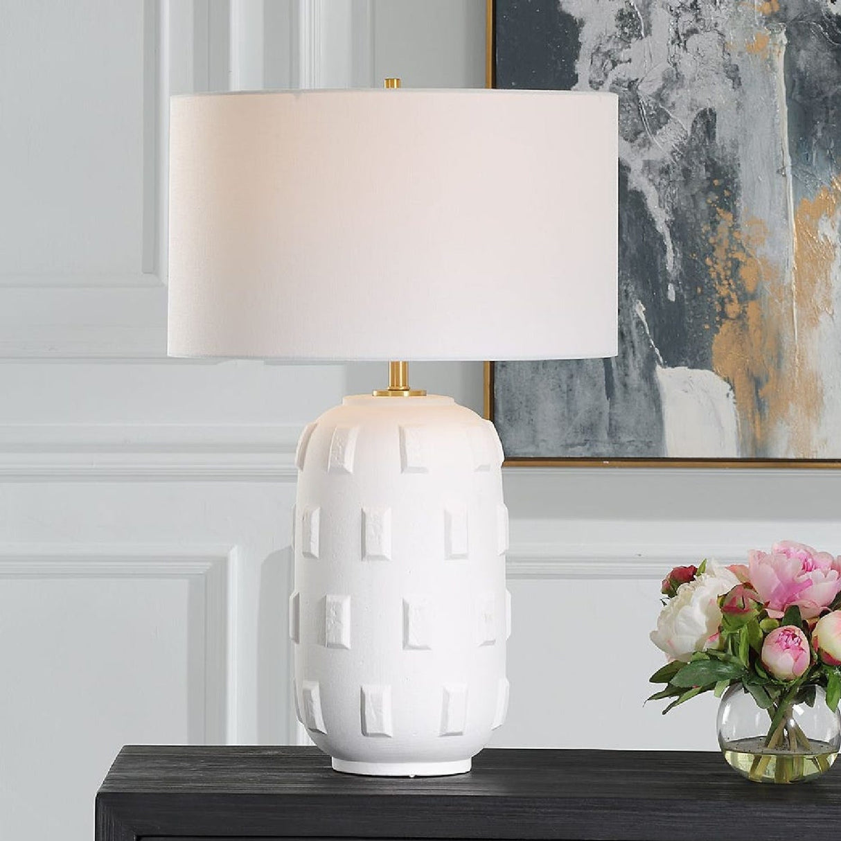 White Glazed Porcelain Table Lamp by Uttermost Emerie, alternate view 8