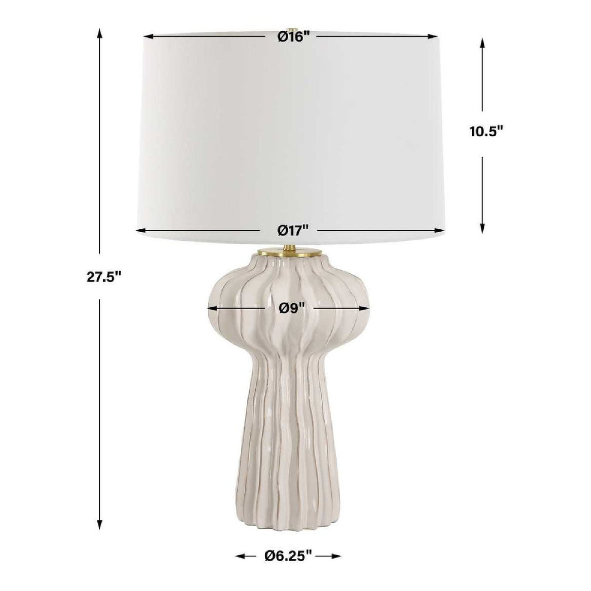 White Ridged Porcelain Table Lamp | Oroa.com