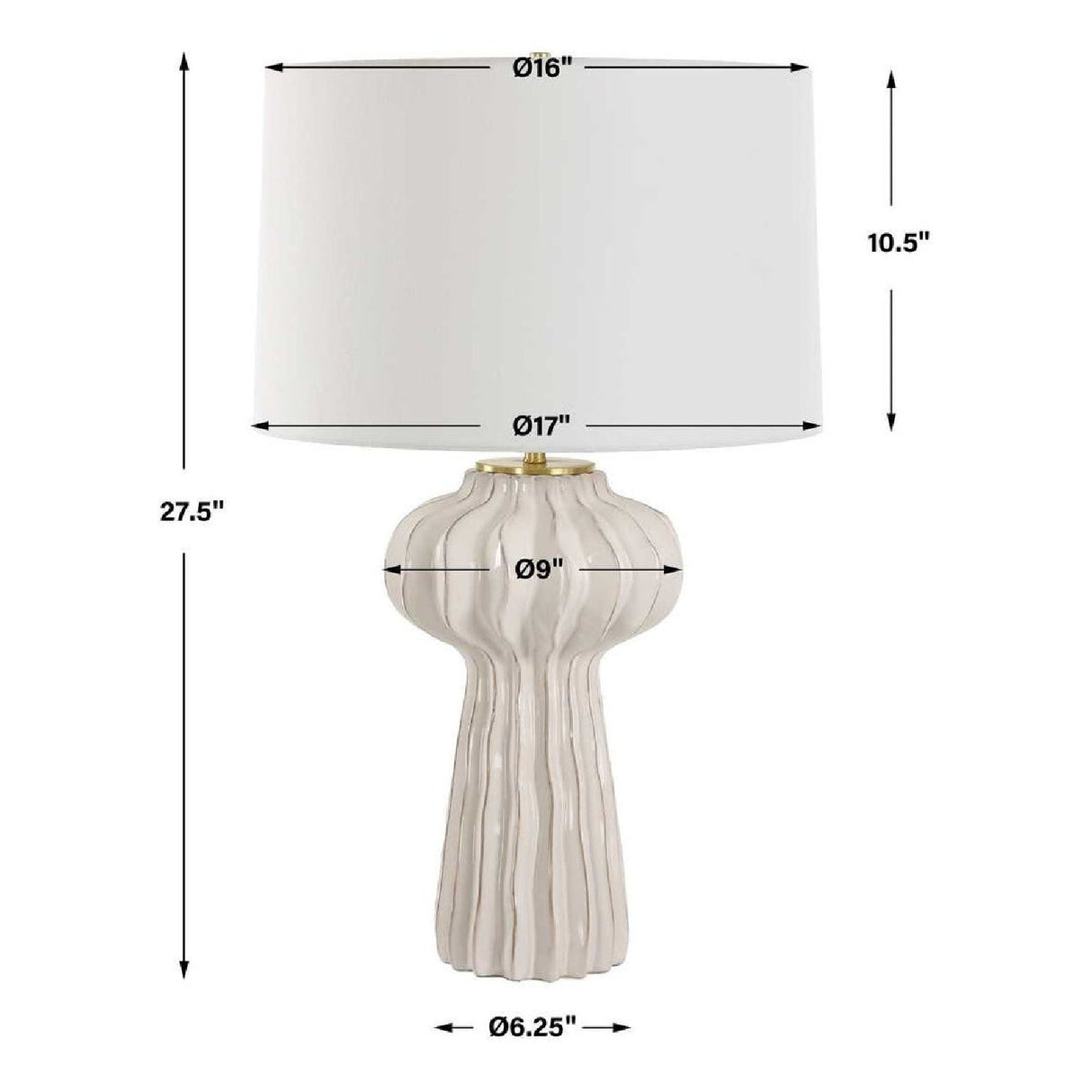 White Ridged Porcelain Table Lamp by Uttermost Wrenley, alternate view 4