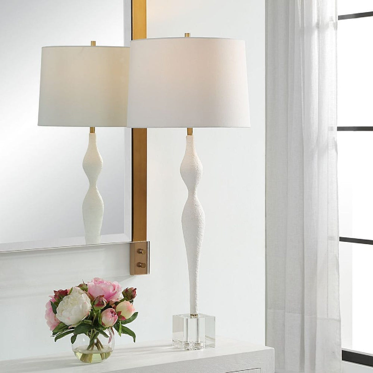 Modern European furniture - Textured White Ceramic Table Lamp by Uttermost Helena - www.oroa.com