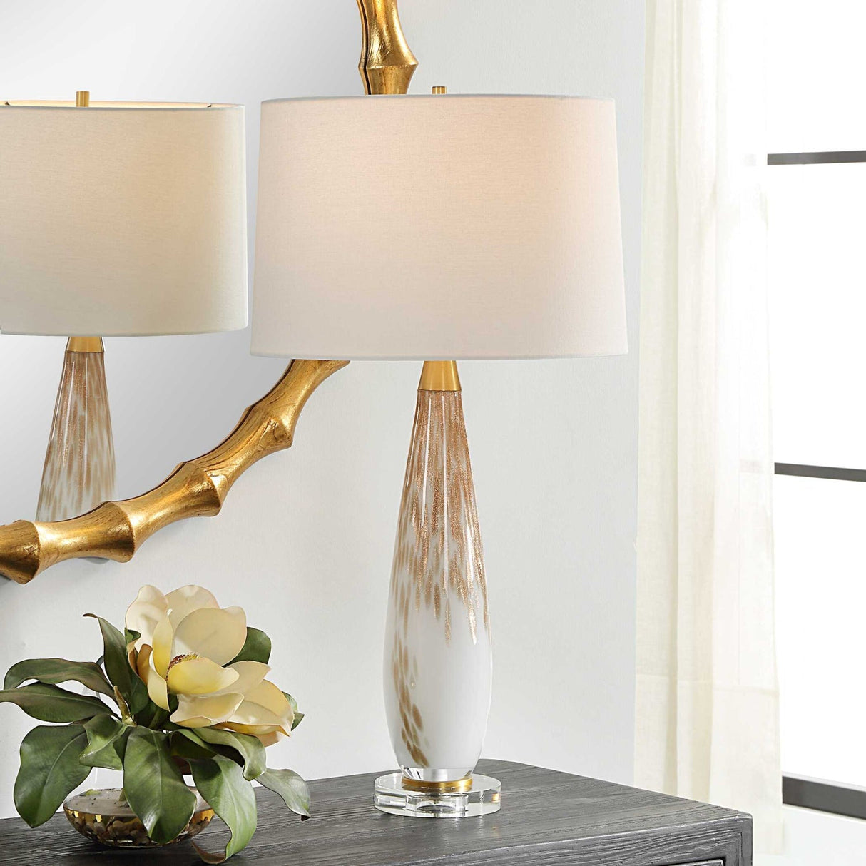 Modern European furniture - Gold Speckled Glass Table Lamp by Uttermost Lyra - www.oroa.com