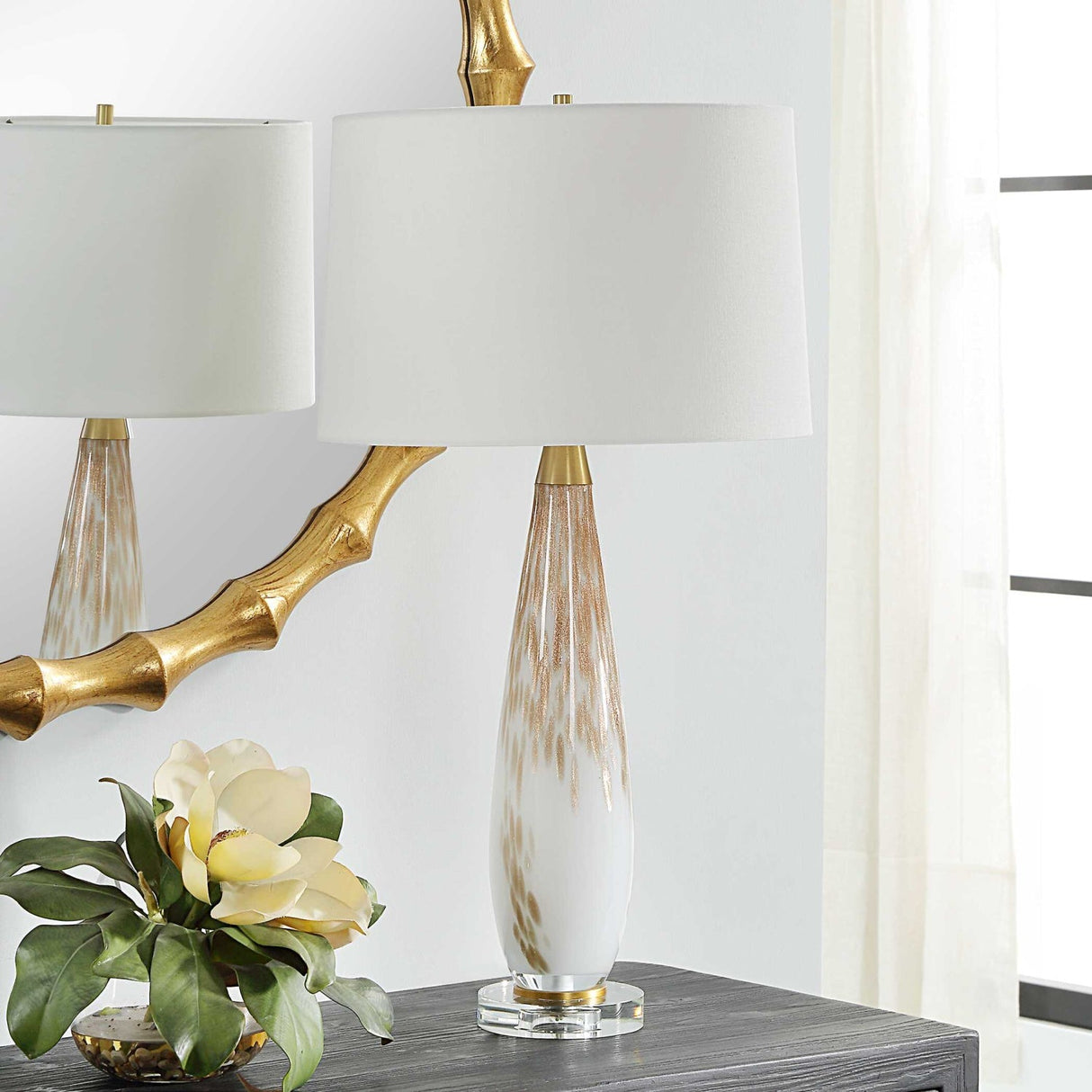 Modern European furniture - Gold Speckled Glass Table Lamp by Uttermost Lyra - www.oroa.com