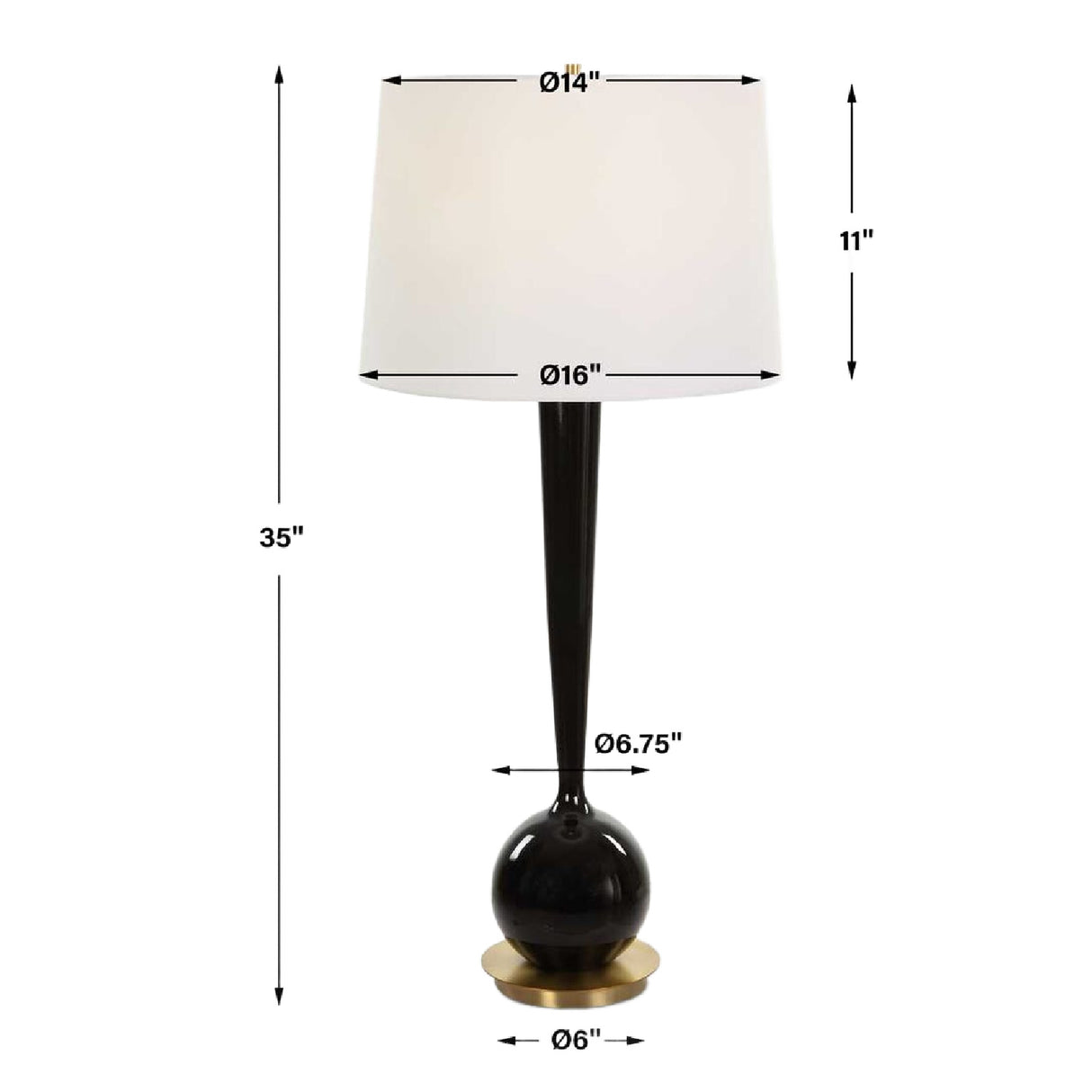 Black Glazed Ceramic Table Lamp by Uttermost Brielle, alternate view 4