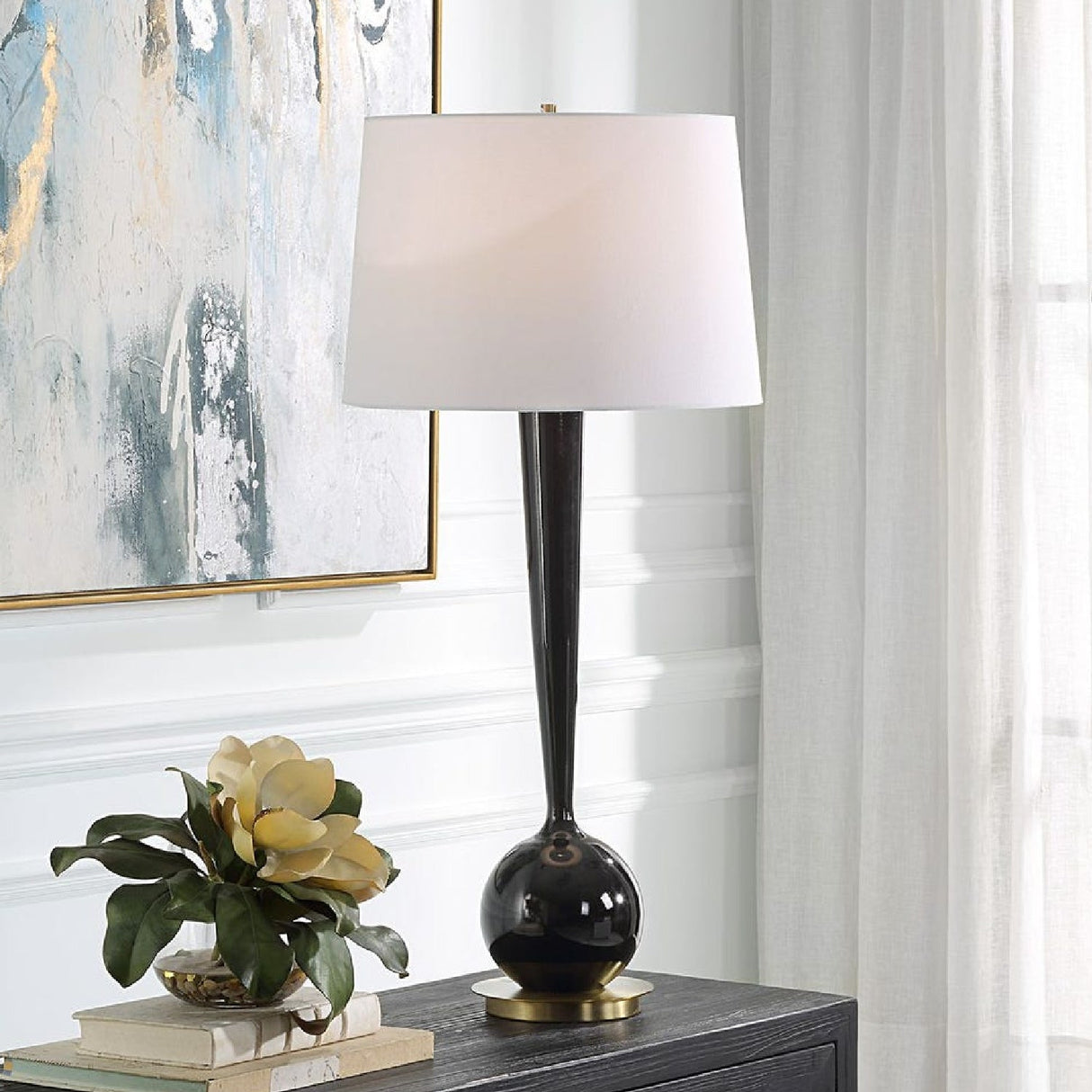 Black Glazed Ceramic Table Lamp by Uttermost Brielle, alternate view 2