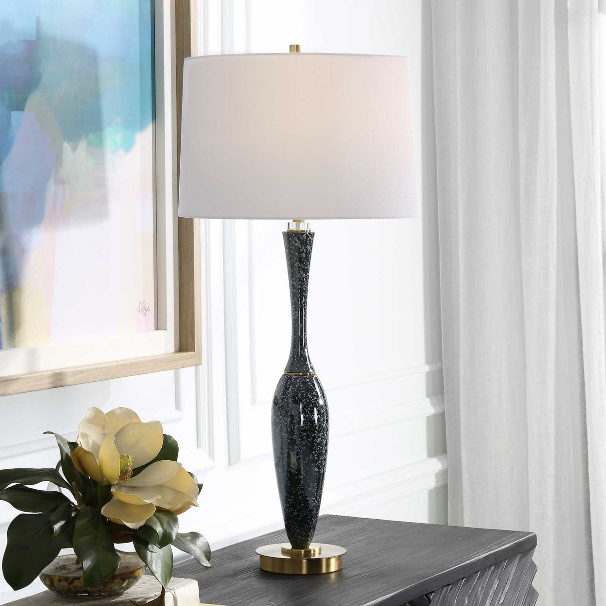Navy Blue Ceramic Table Lamp by Uttermost Remy, alternate view 2