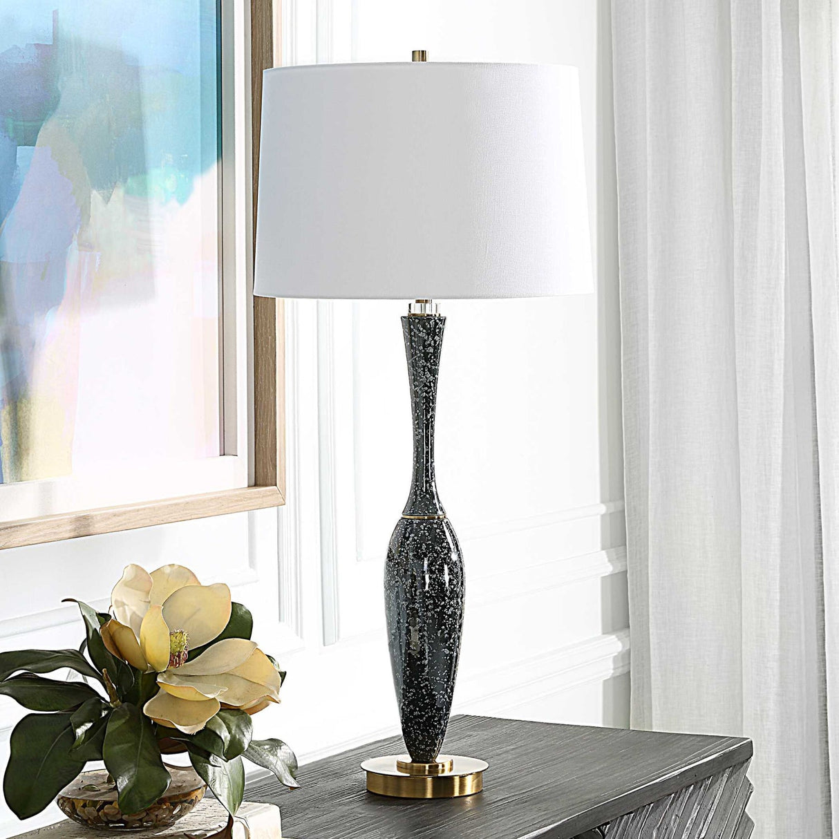 Navy Blue Ceramic Table Lamp by Uttermost Remy, alternate view 6