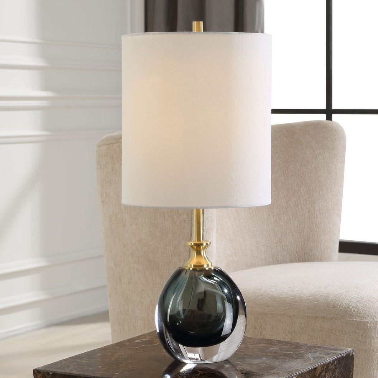 Smoky Blue Glass Buffet Lamp by Uttermost Enigma, alternate view 2
