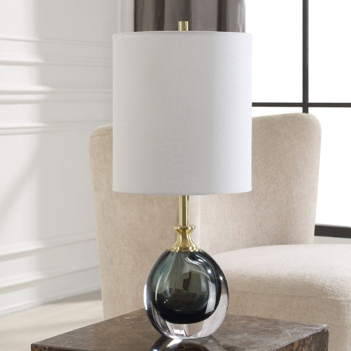 Smoky Blue Glass Buffet Lamp by Uttermost Enigma, alternate view 8