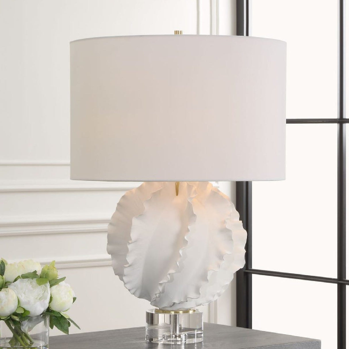 Modern European furniture - Ruffled White Ceramic Table Lamp by Uttermost Saylor - www.oroa.com