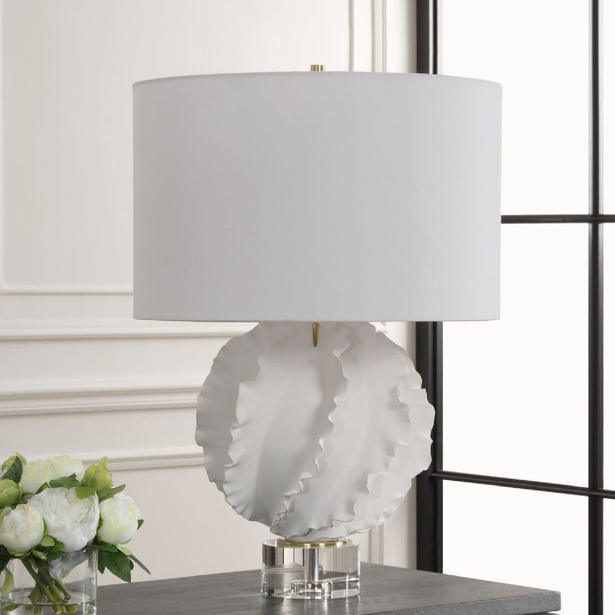Ruffled White Ceramic Table Lamp | Uttermost Saylor