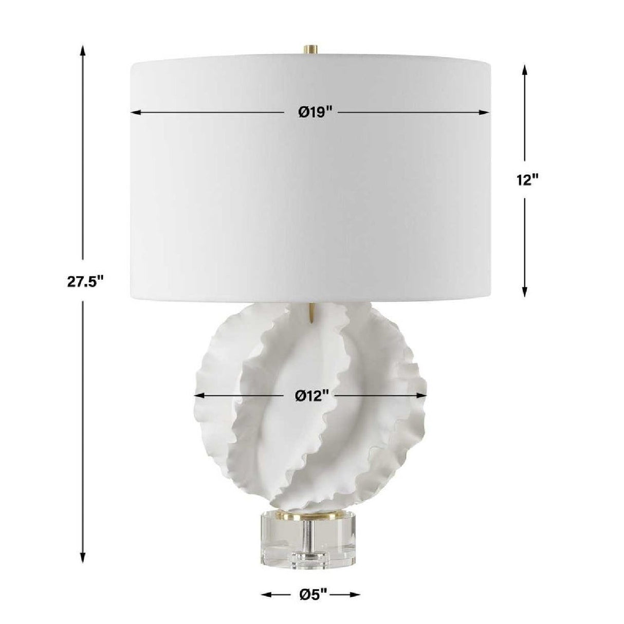 Modern European furniture - Ruffled White Ceramic Table Lamp by Uttermost Saylor - www.oroa.com